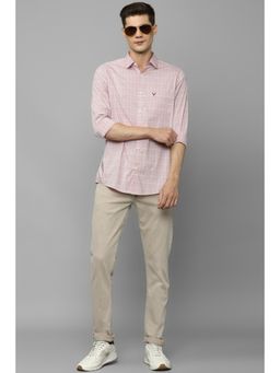 Allen Solly - Men Pink Slim Fit Check Full Sleeves Casual Shirt
