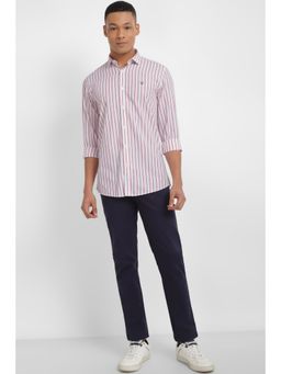 Allen Solly - Men Pink Slim Fit Stripe Full Sleeves Casual Shirt