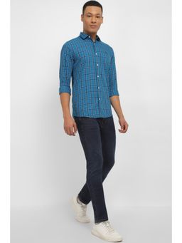 Allen Solly - Men Blue Slim Fit Check Full Sleeves Casual Shirt