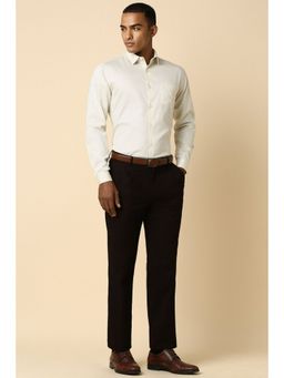 Allen Solly - Men Cream Slim Fit Solid Full Sleeves Formal Shirt