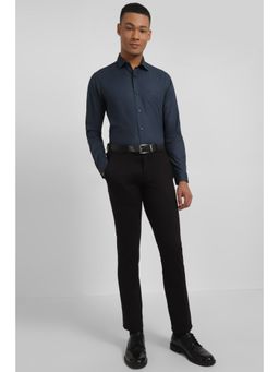 Allen Solly - Men Navy Slim Fit Textured Full Sleeves Formal Shirt