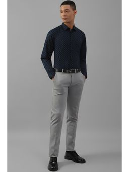 Allen Solly - Men Navy Slim Fit Print Full Sleeves Formal Shirt