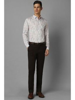 Allen Solly - Men White Slim Fit Print Full Sleeves Formal Shirt