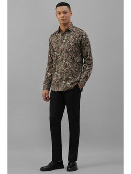 Allen Solly - Men Brown Slim Fit Print Full Sleeves Casual Shirt