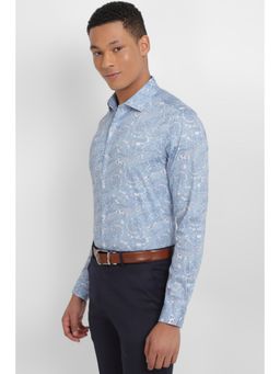 Allen Solly - Men Blue Slim Fit Print Full Sleeves Formal Shirt