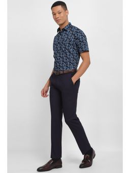 Allen Solly - Men Black Slim Fit Print Half Sleeves Formal Shirt