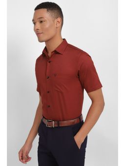 Allen Solly - Men Red Slim Fit Solid Half Sleeves Formal Shirt