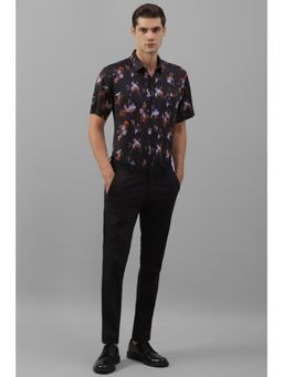 Allen Solly - Men Black Slim Fit Print Half Sleeves Casual Shirt