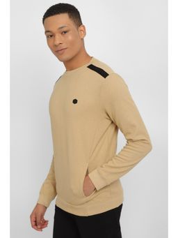 Allen Solly - Men Beige Crew Neck Full Sleeves Casual Sweatshirt