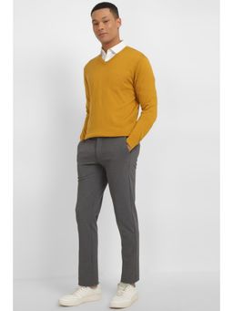 Allen Solly - Men Yellow Solid V Neck Full Sleeves Sweater