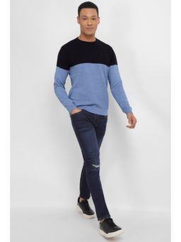 Allen Solly - Men Blue Crew Neck Full Sleeves Sweater