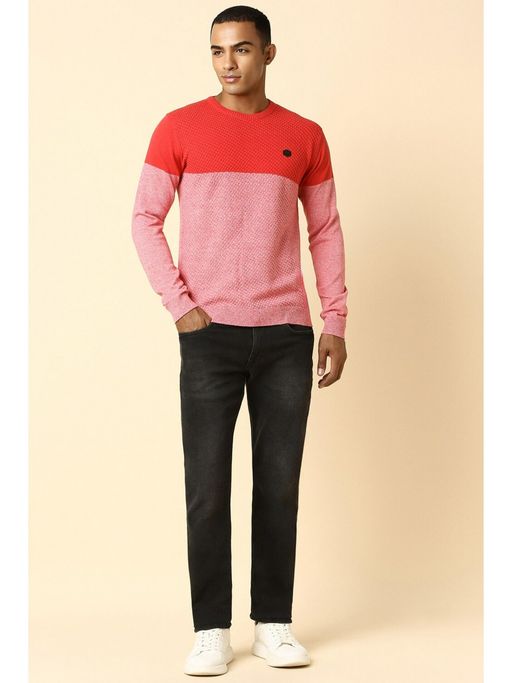 Allen Solly Men Pink Crew Neck Full Sleeves Sweater