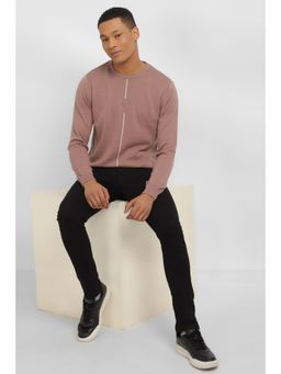 Allen Solly - Men Brown Solid Crew Neck Full Sleeves Sweater