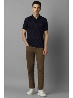 Louis Philippe - Men Navy Print Polo T-Shirt