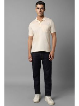 Louis Philippe - Men Cream Solid Polo T-Shirt