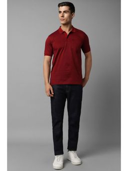 Louis Philippe - Men Maroon Print Polo T-Shirt