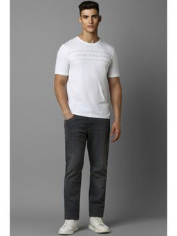 Louis Philippe - Men White Solid T-Shirt