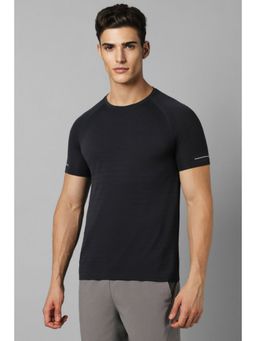 Louis Philippe - Men Black Solid T-Shirt