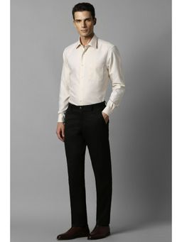 Louis Philippe - Men Cream Classic Fit Textured Full Sleeves Formal Shirt