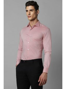 Louis Philippe - Men Pink Classic Fit Print Full Sleeves Formal Shirt