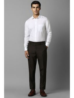 Louis Philippe - Men White Slim Fit Solid Full Sleeves Formal Shirt