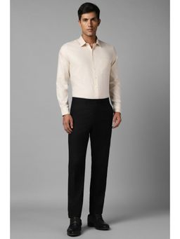Louis Philippe - Men Beige Slim Fit Textured Full Sleeves Formal Shirt
