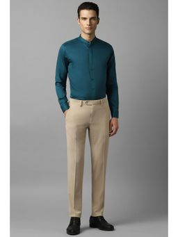 Louis Philippe - Men Blue Slim Fit Solid Full Sleeves Formal Shirt