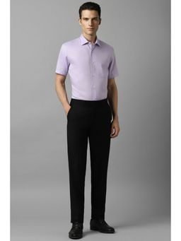 Louis Philippe - Men Lilac Classic Fit Textured Half Sleeves Formal Shirt