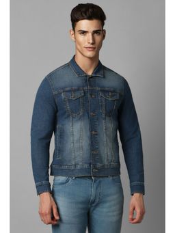 Louis Philippe - Men Casual Blue Solid Jacket