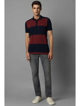 Louis Philippe - Men Navy Colorblock Polo T-Shirt