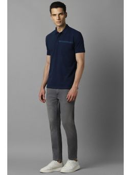 Louis Philippe - Men Navy Printed Polo T-Shirt