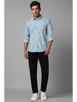 Louis Philippe - Men Blue Slim Fit Print Full Sleeves Casual Shirt