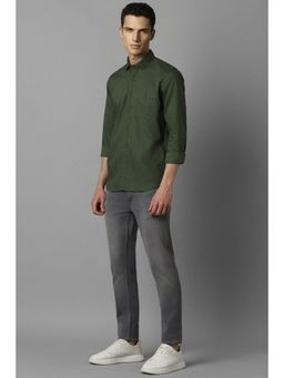 Louis Philippe - Men Green Super Slim Fit Print Full Sleeves Casual Shirt