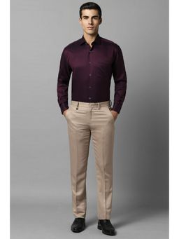 Louis Philippe - Men Purple Classic Fit Textured Full Sleeves Formal Shirt