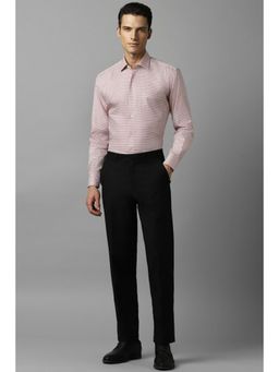 Louis Philippe - Men Pink Classic Fit Print Full Sleeves Formal Shirt