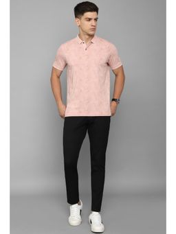 Louis Philippe - Men Pink Print Polo T-Shirt