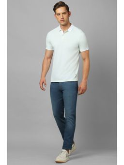 Louis Philippe - Men Blue Solid Polo T-Shirt