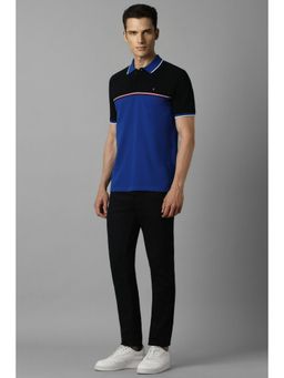 Louis Philippe - Men Blue Colorblock Polo T-Shirt