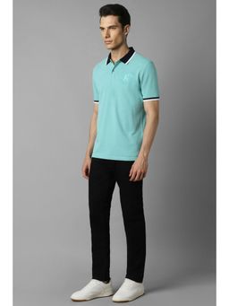 Louis Philippe - Men Blue Solid Polo T-Shirt