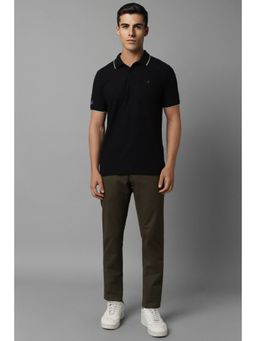 Louis Philippe - Men Black Solid Polo T-Shirt