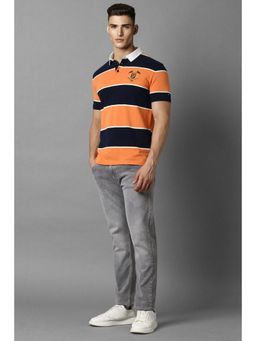 Louis Philippe - Men Orange Colorblock Polo T-Shirt