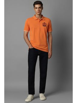 Louis Philippe - Men Orange Solid Polo T-Shirt