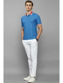 Louis Philippe - Men Blue Textured Polo T-Shirt