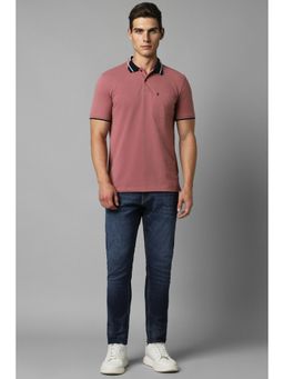 Louis Philippe - Men Pink Solid Polo T-Shirt