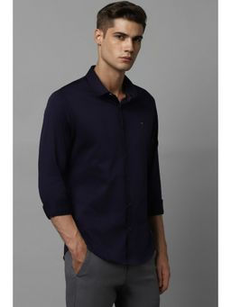 Louis Philippe - Men Navy Smart Fit Solid Full Sleeves Casual Shirt