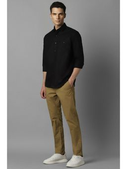 Louis Philippe - Men Black Slim Tapered Fit Solid Full Sleeves Casual Shirt