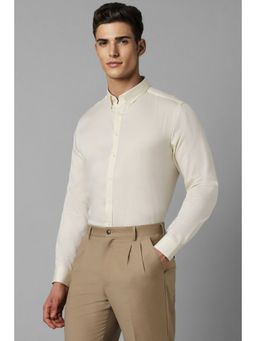 Louis Philippe - Men Cream Slim Fit Solid Full Sleeves Formal Shirt