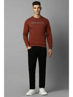 Louis Philippe - Men Casual Maroon Print Sweatshirt
