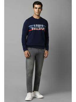 Louis Philippe - Men Casual Navy Print Sweatshirt