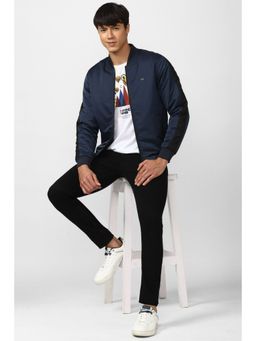Peter England - Men Navy Solid Casual Jacket